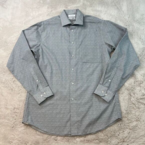 Calvin Klein Regular Fit Performance Non Iron Dress Shirt Mens 15.5 34/35 Cotton - Picture 2 of 10